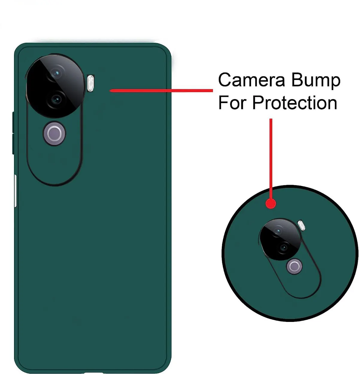 Micvir Back Cover for vivo V40e 5G (Green, Dual Protection, Silicon, Pack of: 1) — image 3 of 5