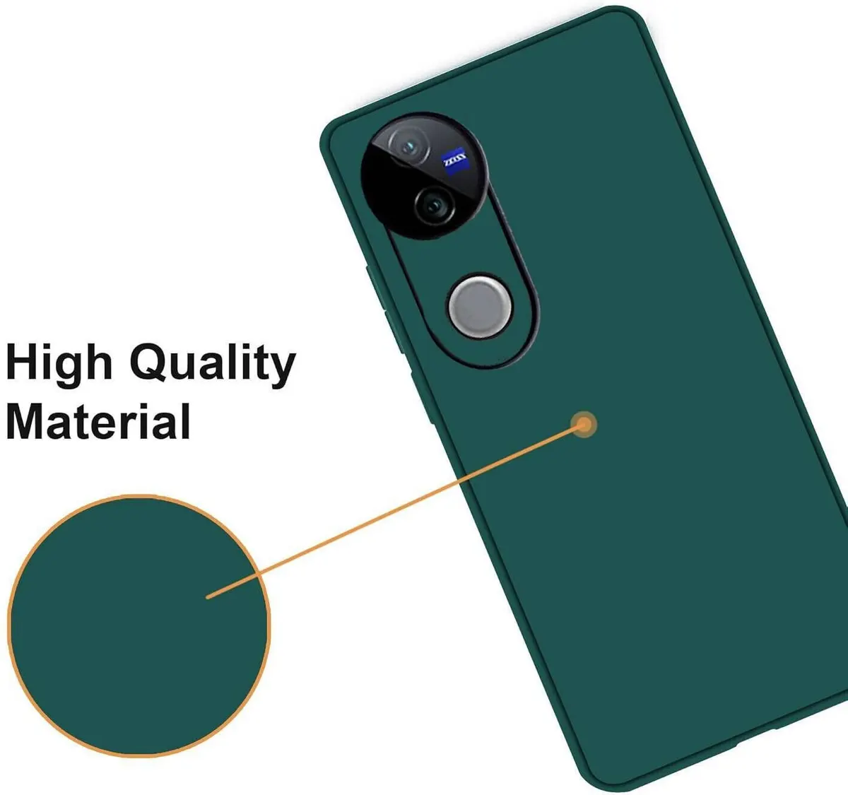 Micvir Back Cover for vivo V50 5G Elite Edition (Green, Dual Protection, Silicon, Pack of: 1) — image 2 of 5