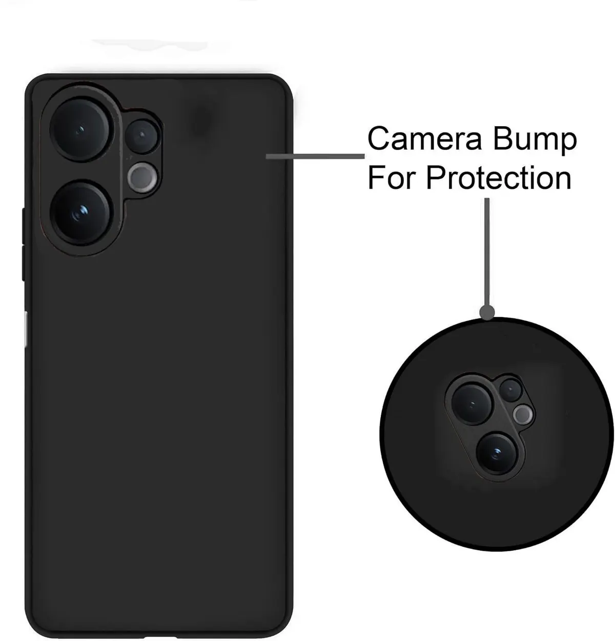 Micvir Back Cover for Vivo V60 5G (Black, Dual Protection, Silicon, Pack of: 1) — image 2 of 5