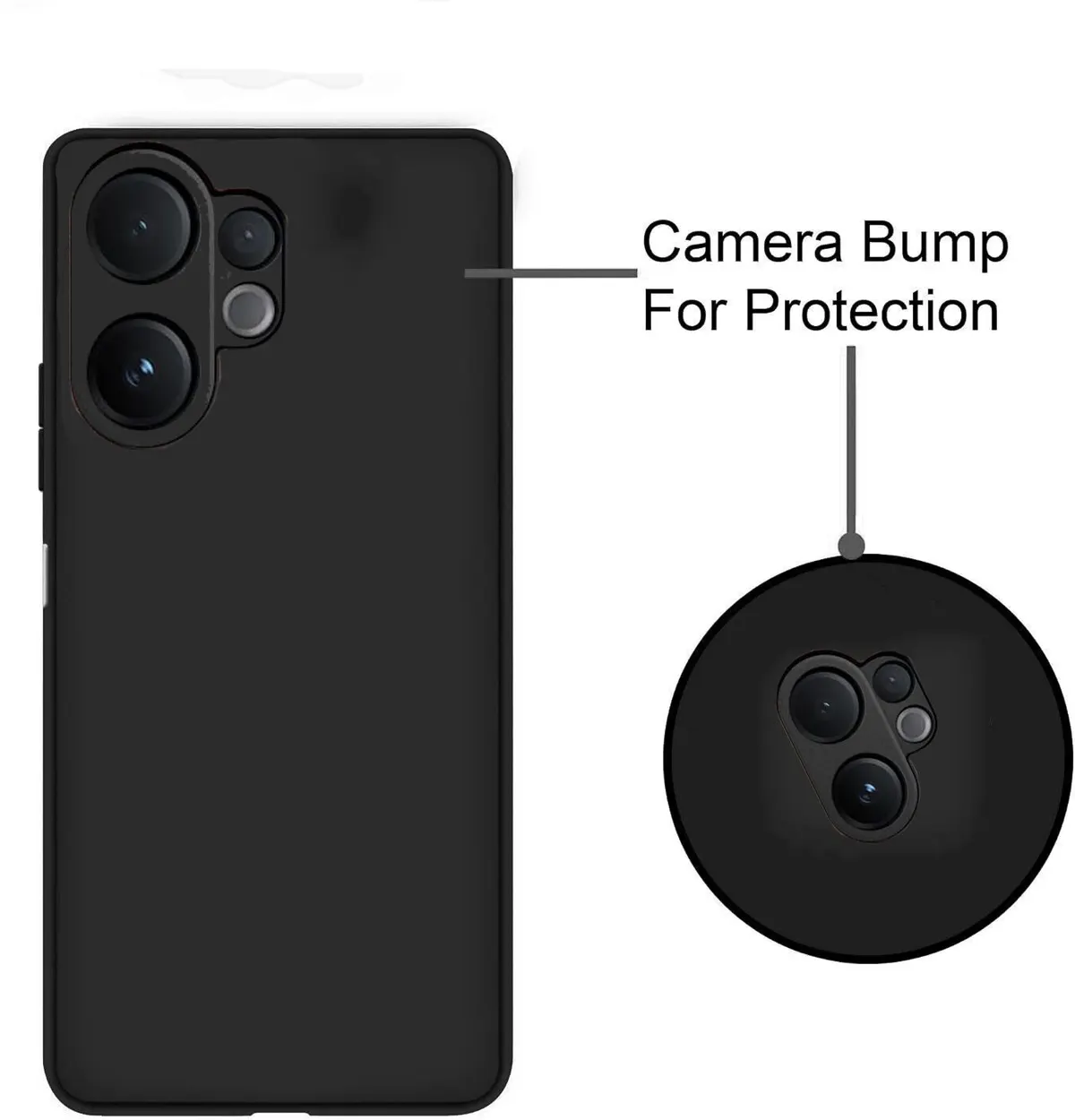 Micvir Back Cover for Vivo V60e 5G (Black, Dual Protection, Silicon, Pack of: 1) — image 2 of 5