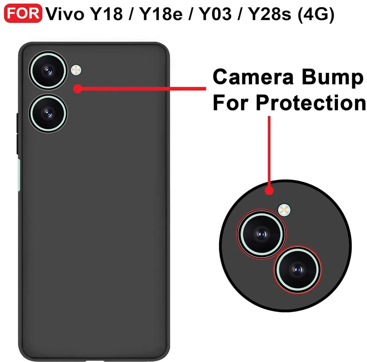 Micvir Back Cover for Vivo Y03 5G (Black, Dual Protection, Silicon, Pack of: 1) — image 2 of 5
