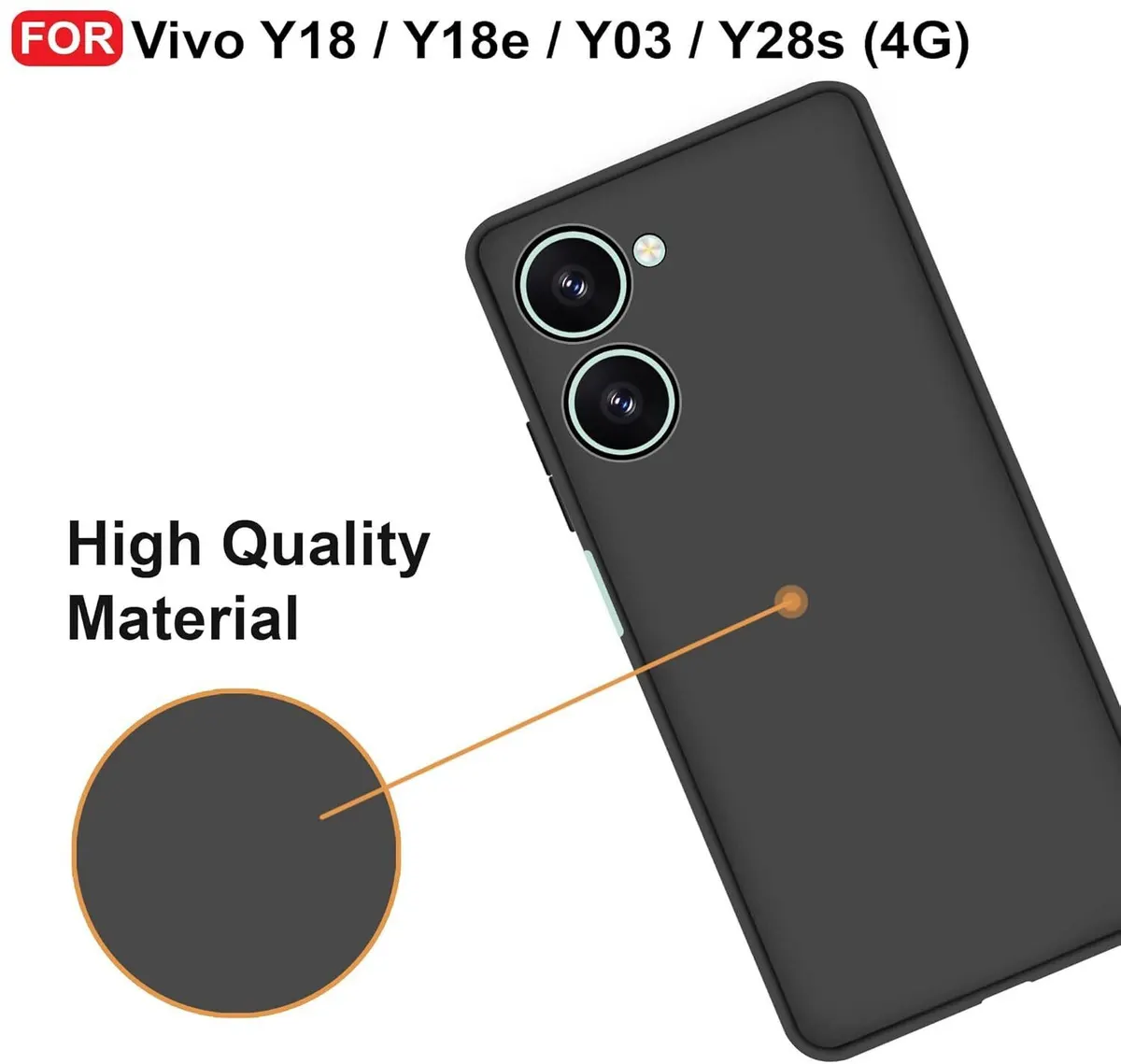 Micvir Back Cover for Vivo Y03 5G (Black, Dual Protection, Silicon, Pack of: 1) — image 3 of 5
