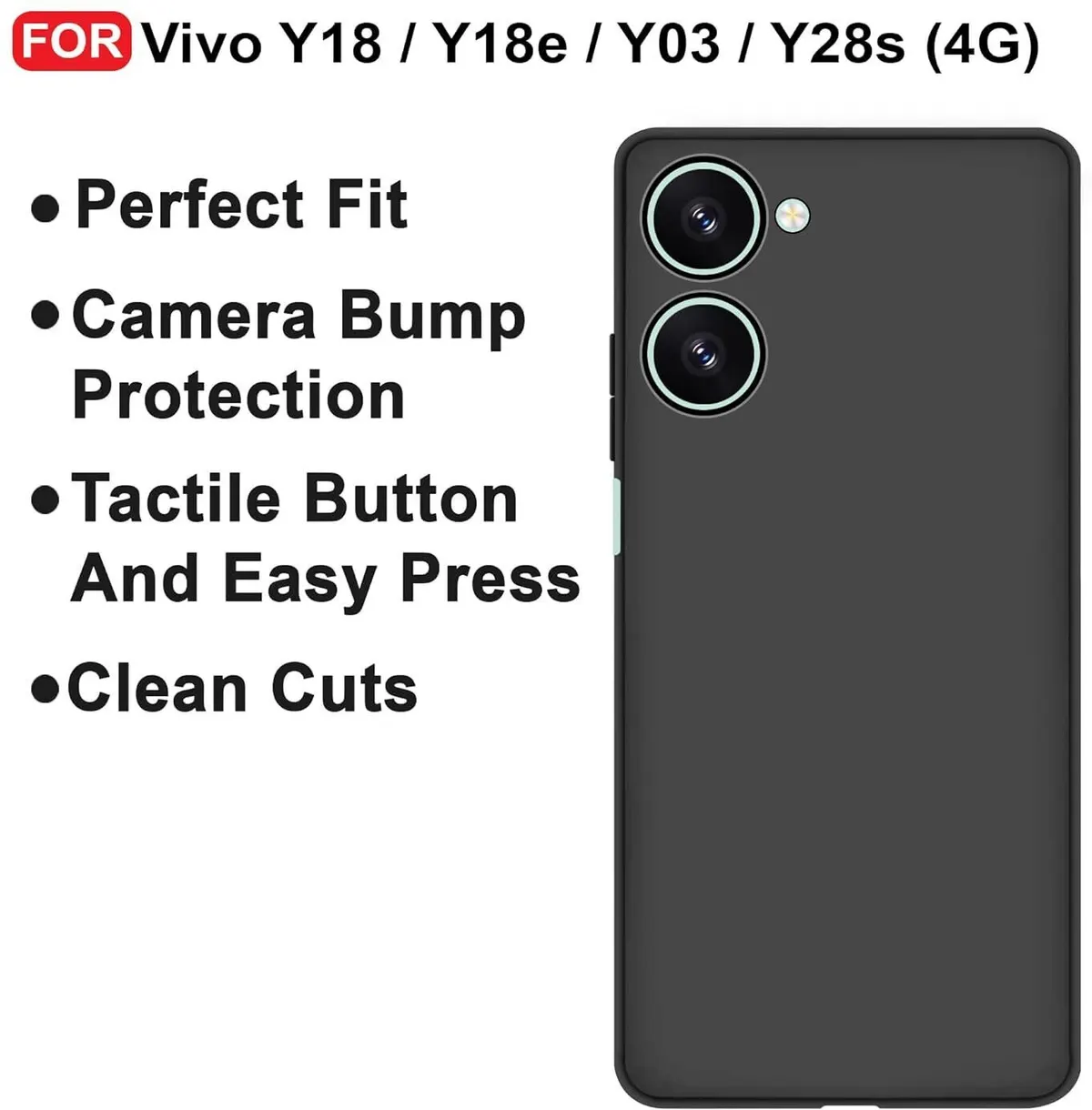 Micvir Back Cover for Vivo Y03 5G (Black, Dual Protection, Silicon, Pack of: 1) — image 4 of 5