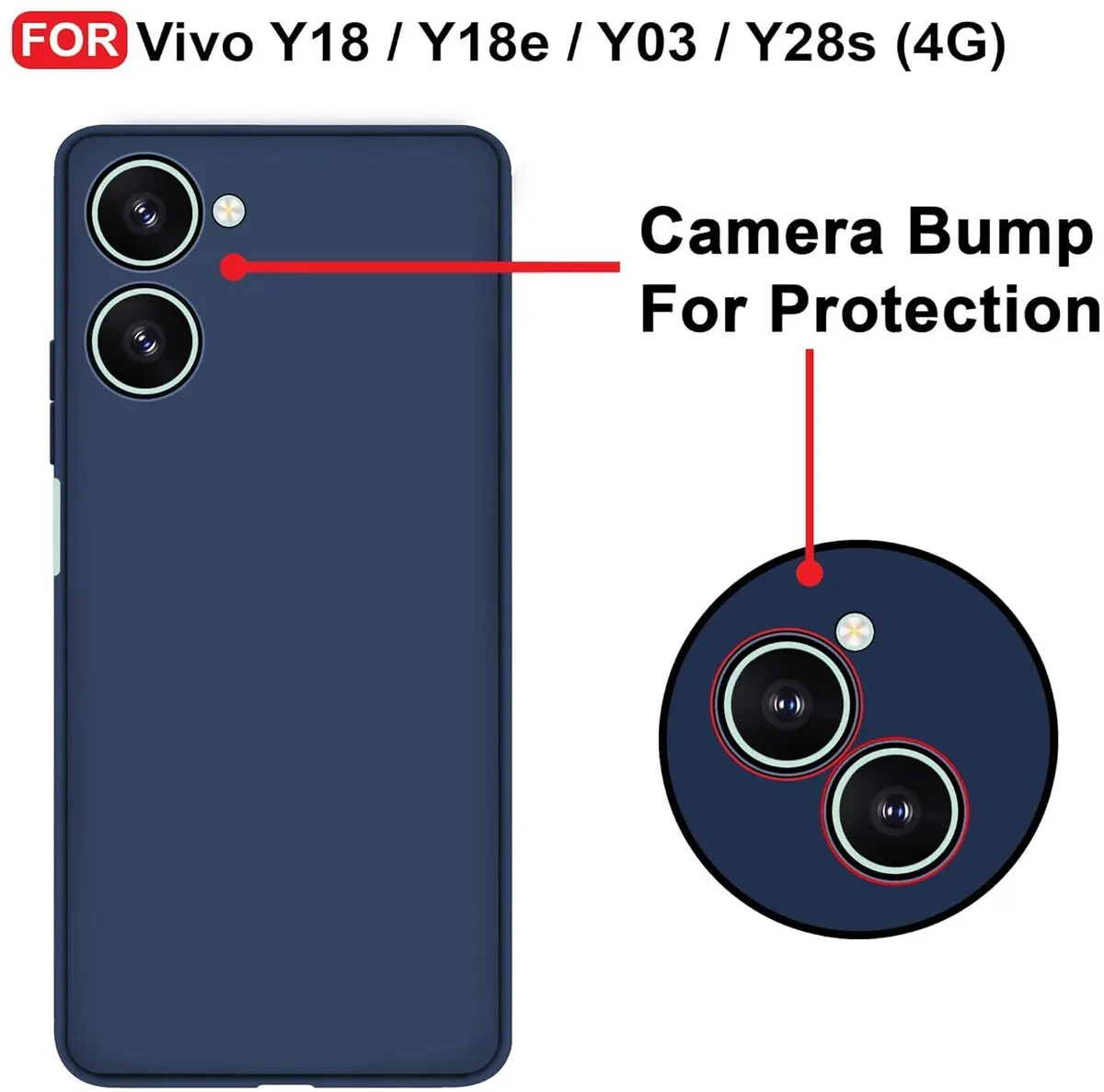 Micvir Back Cover for Vivo Y03 5G (Blue, Dual Protection, Silicon, Pack of: 1) — image 2 of 5