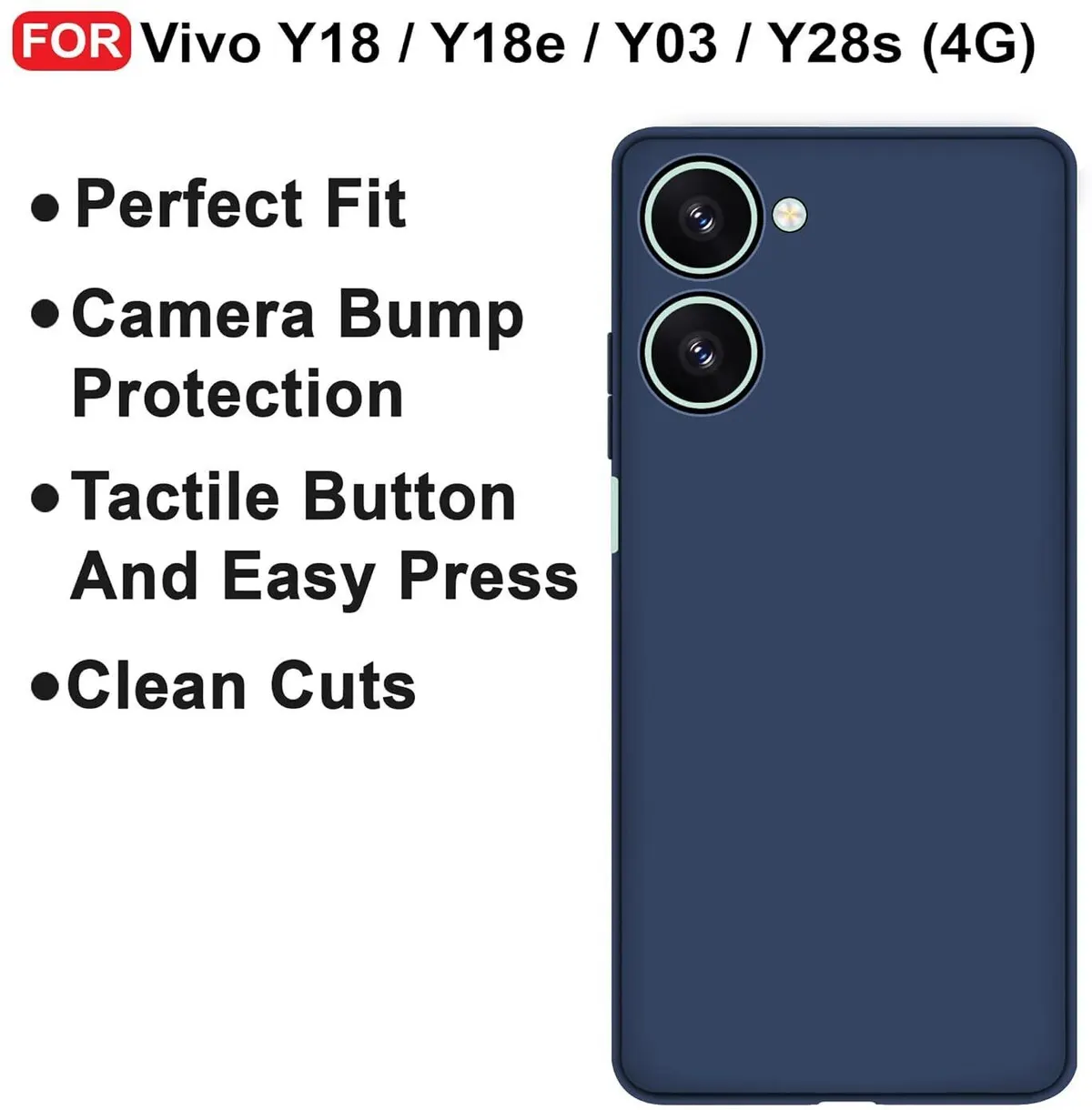Micvir Back Cover for Vivo Y03 5G (Blue, Dual Protection, Silicon, Pack of: 1) — image 4 of 5