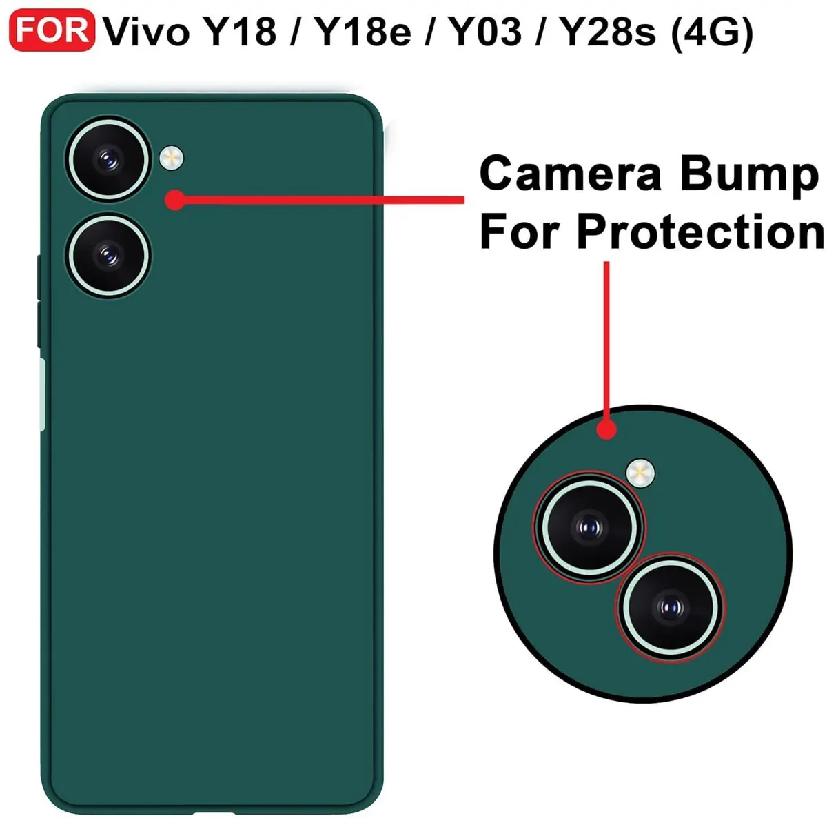 Micvir Back Cover for Vivo Y03 5G (Green, Dual Protection, Silicon, Pack of: 1) — image 2 of 5