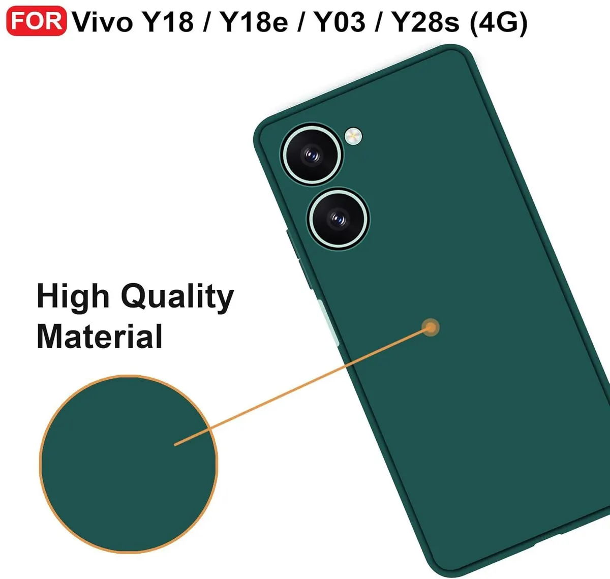 Micvir Back Cover for Vivo Y03 5G (Green, Dual Protection, Silicon, Pack of: 1) — image 3 of 5