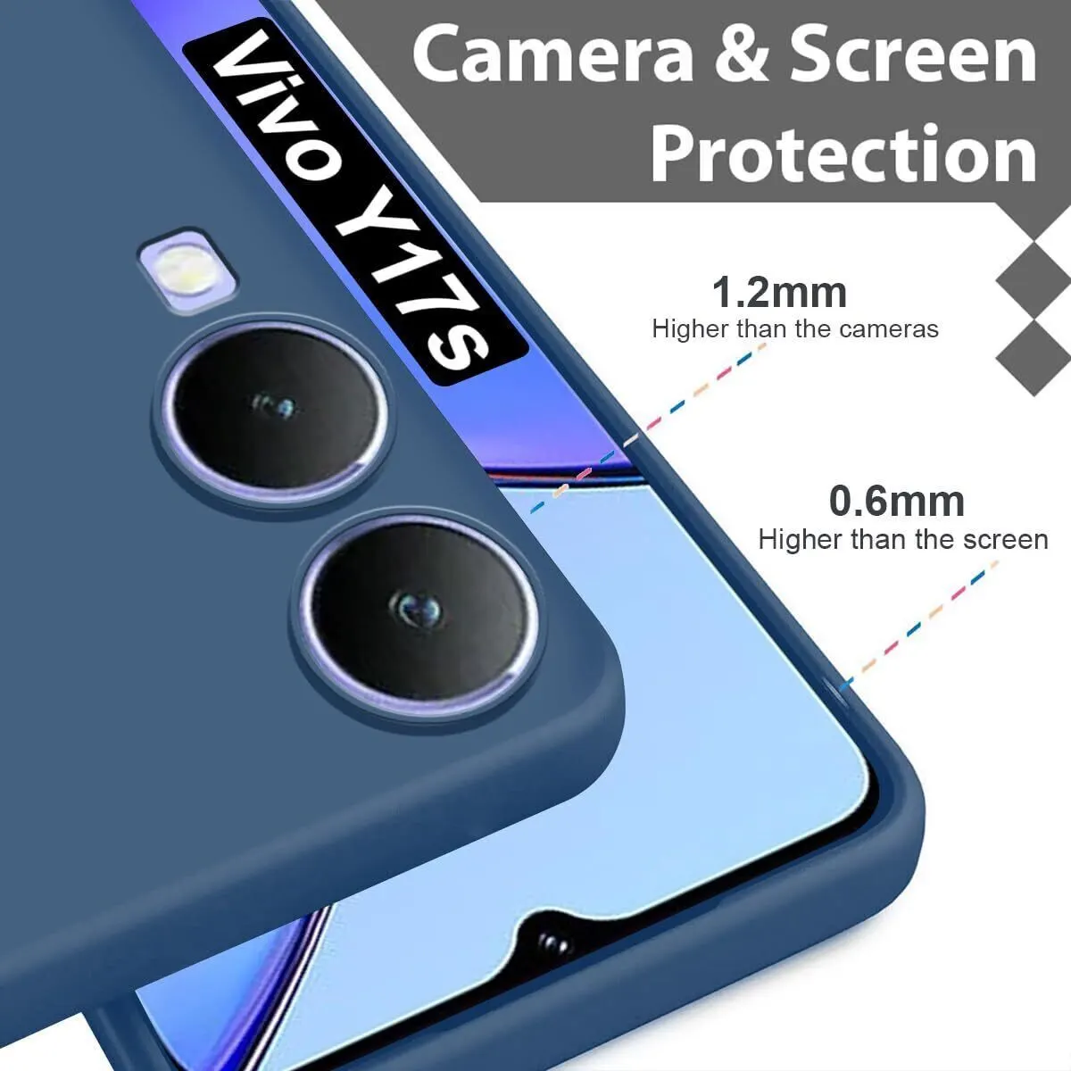Micvir Back Cover for Vivo Y17s (Blue, Dual Protection, Silicon, Pack of: 1) — image 2 of 5
