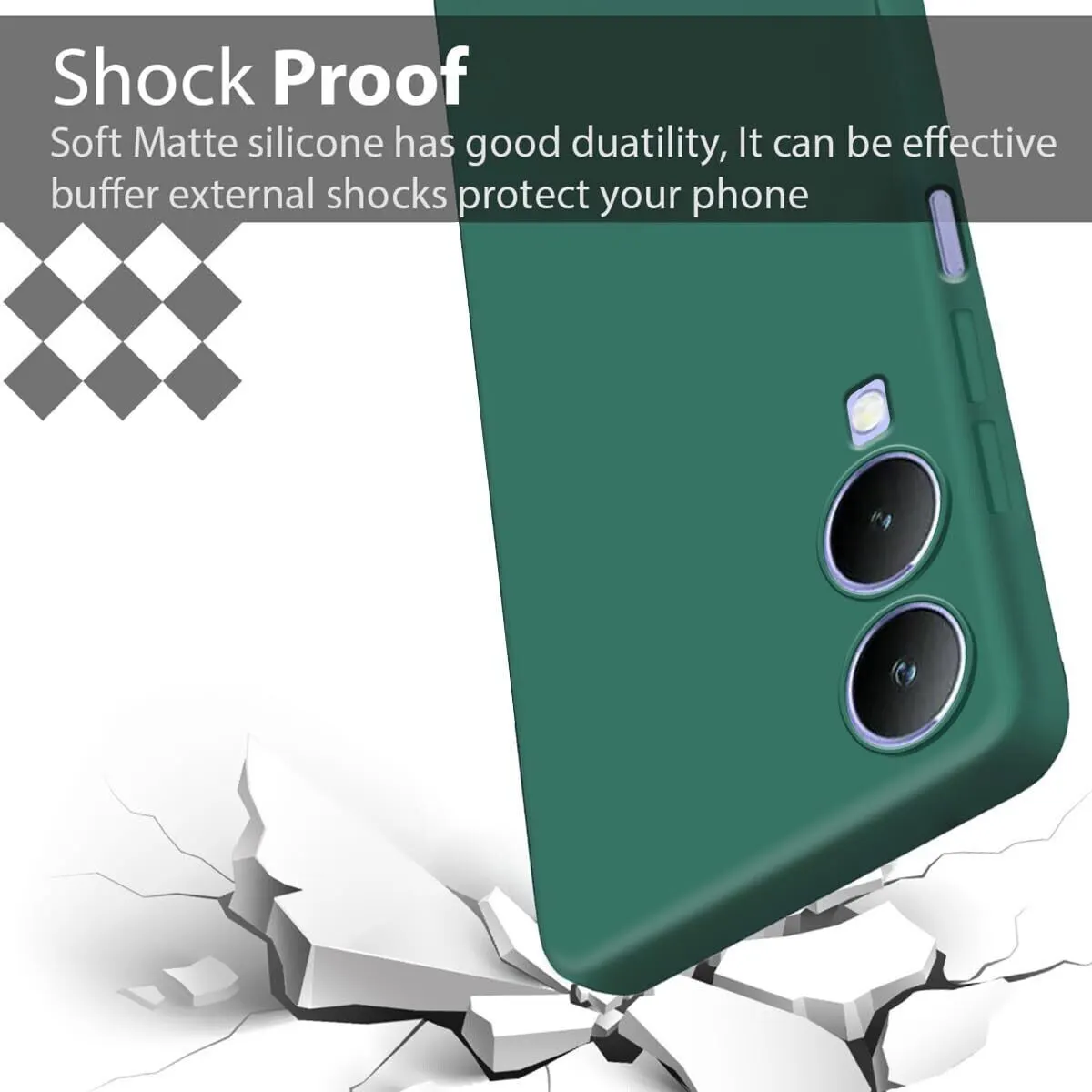 Micvir Back Cover for Vivo Y17s (Green, Dual Protection, Silicon, Pack of: 1) — image 4 of 5