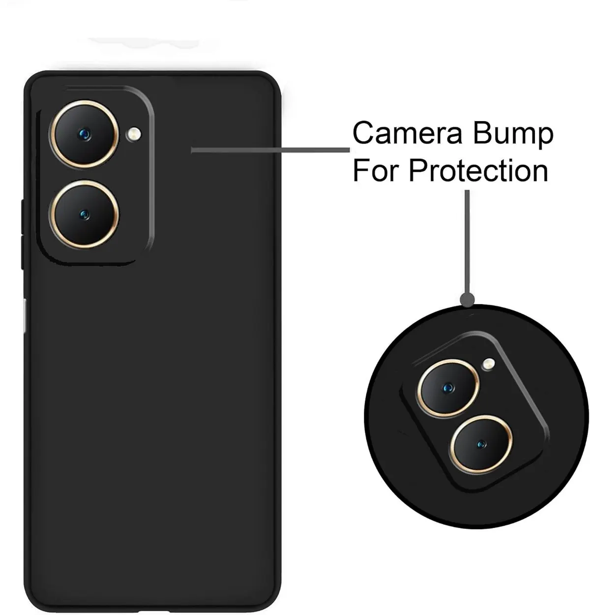 Micvir Back Cover for Vivo Y18e (Black, Dual Protection, Silicon, Pack of: 1) — image 3 of 5