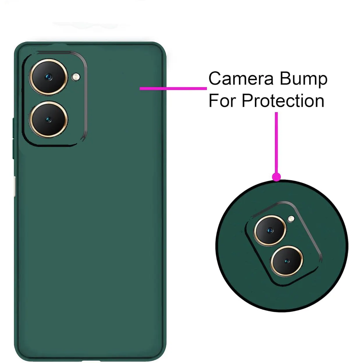 Micvir Back Cover for Vivo Y18e (Green, Dual Protection, Silicon, Pack of: 1) — image 2 of 5