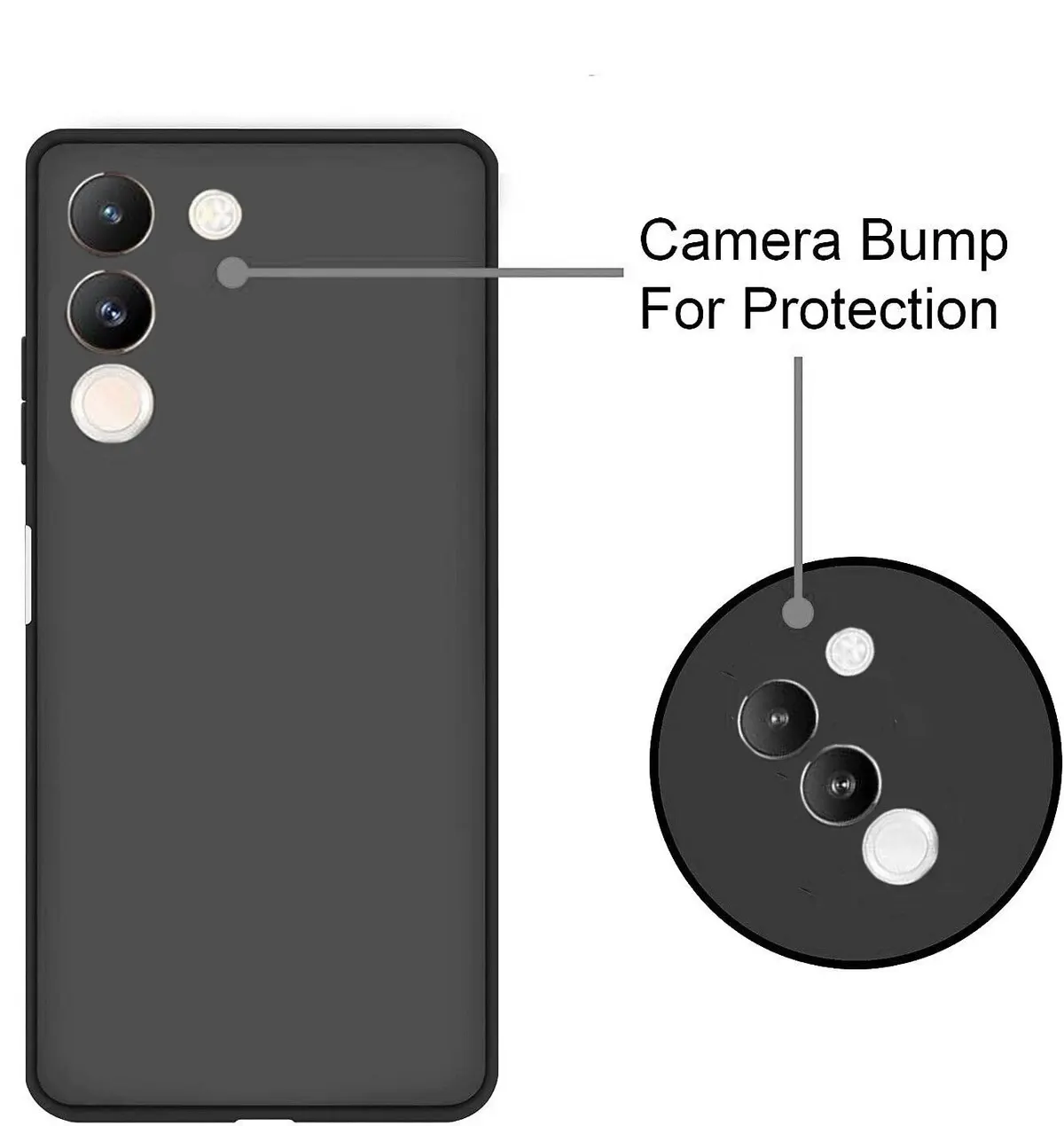 Micvir Back Cover for Vivo Y200 5G (Black, Dual Protection, Silicon, Pack of: 1) — image 2 of 5