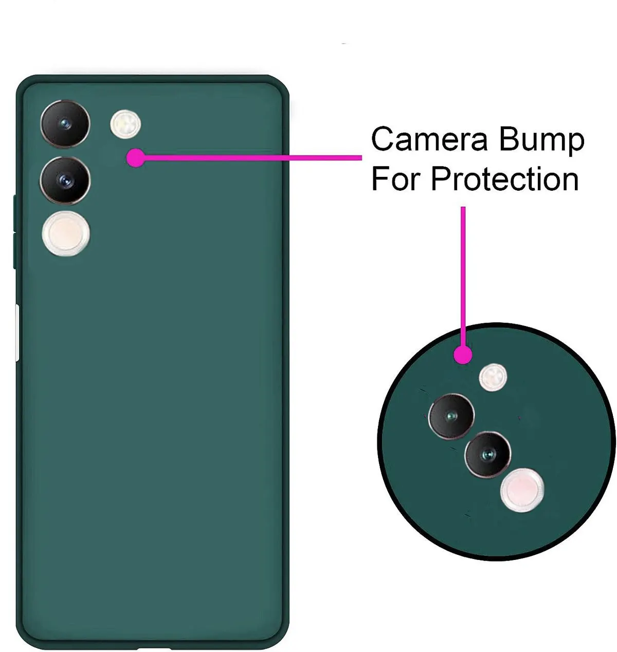 Micvir Back Cover for Vivo Y200 5G (Green, Dual Protection, Silicon, Pack of: 1) — image 2 of 5