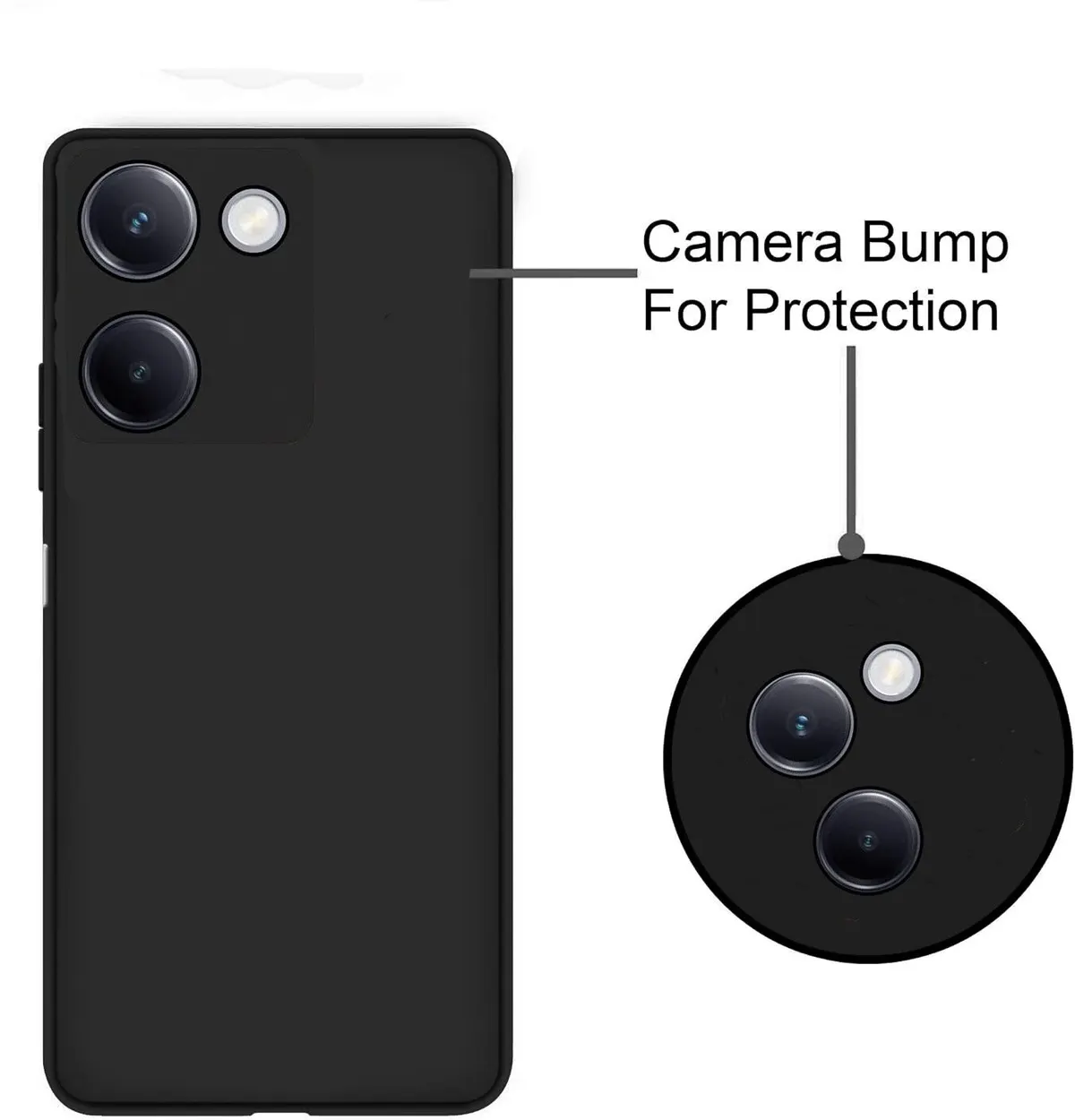 Micvir Back Cover for Vivo Y200 Pro 5G (Black, Dual Protection, Silicon, Pack of: 1) — image 3 of 5