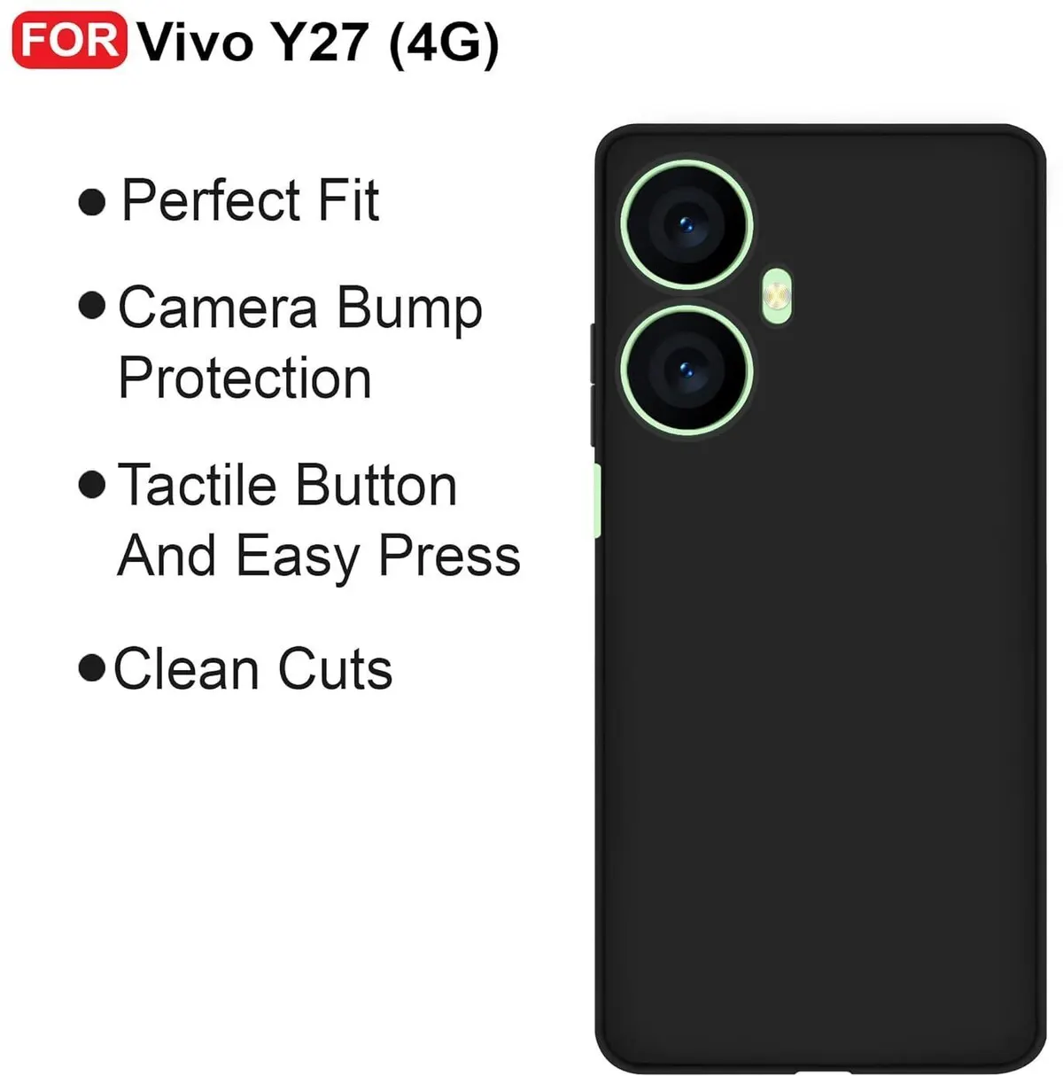 Micvir Back Cover for Vivo Y27 (Black, Dual Protection, Silicon, Pack of: 1) — image 4 of 5