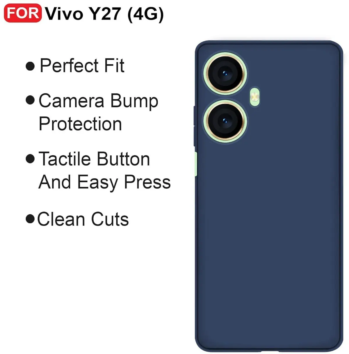 Micvir Back Cover for Vivo Y27 (Blue, Dual Protection, Silicon, Pack of: 1) — image 4 of 5