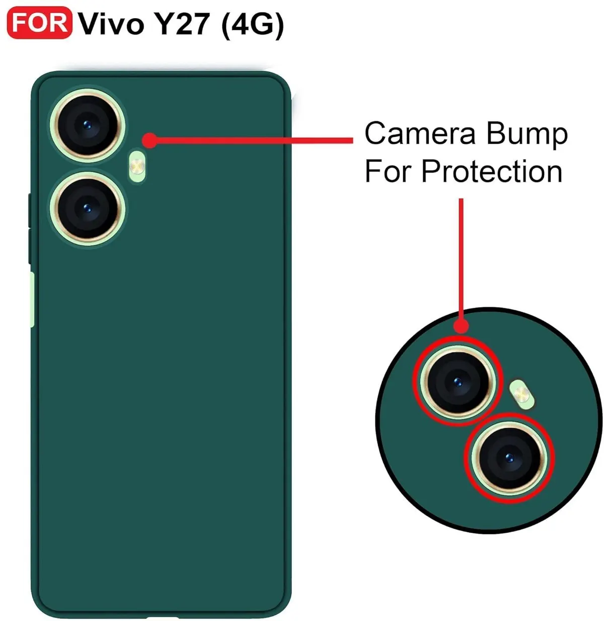 Micvir Back Cover for Vivo Y27 (Green, Dual Protection, Silicon, Pack of: 1) — image 3 of 5