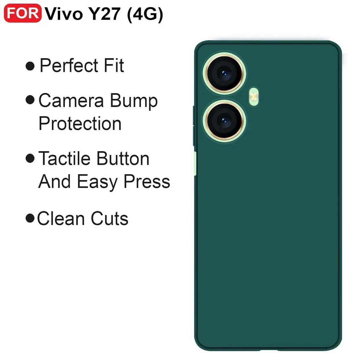 Micvir Back Cover for Vivo Y27 (Green, Dual Protection, Silicon, Pack of: 1) — image 4 of 5