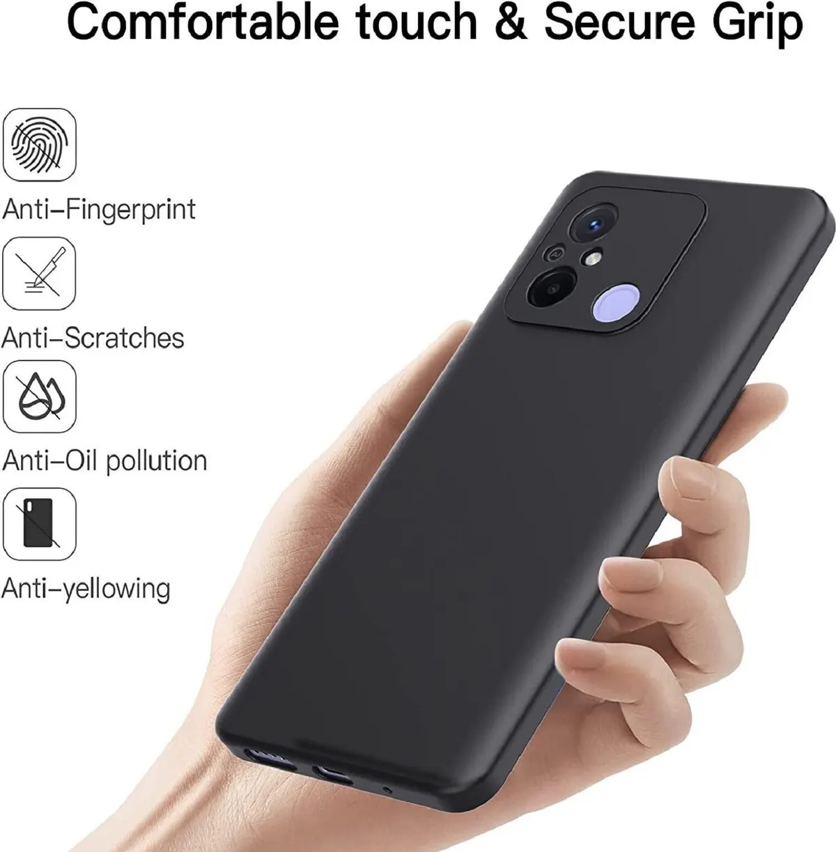 Micvir Back Cover for Redmi 12C (Black, Dual Protection, Silicon, Pack of: 1) — image 2 of 5