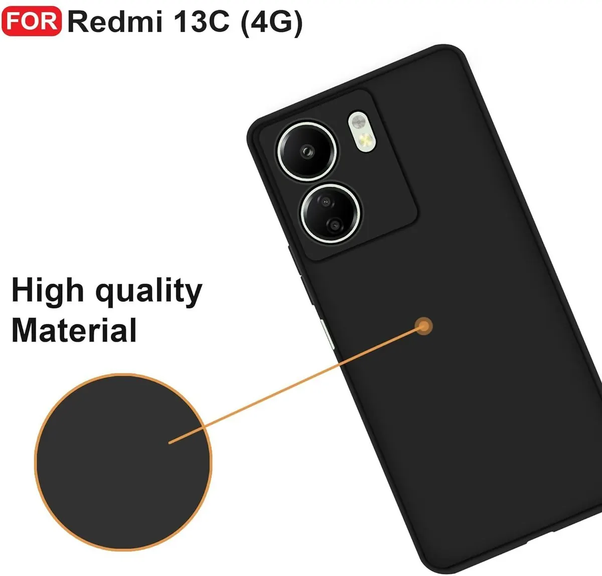 Micvir Back Cover for Redmi 13C 4G (Black, Silicon, Pack of: 1) — image 3 of 5