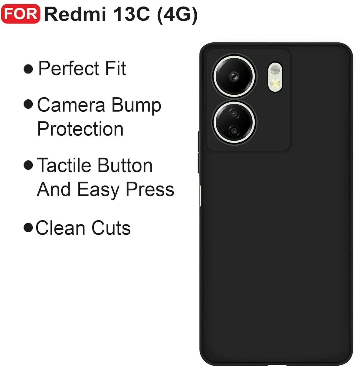 Micvir Back Cover for Redmi 13C 4G (Black, Silicon, Pack of: 1) — image 4 of 5
