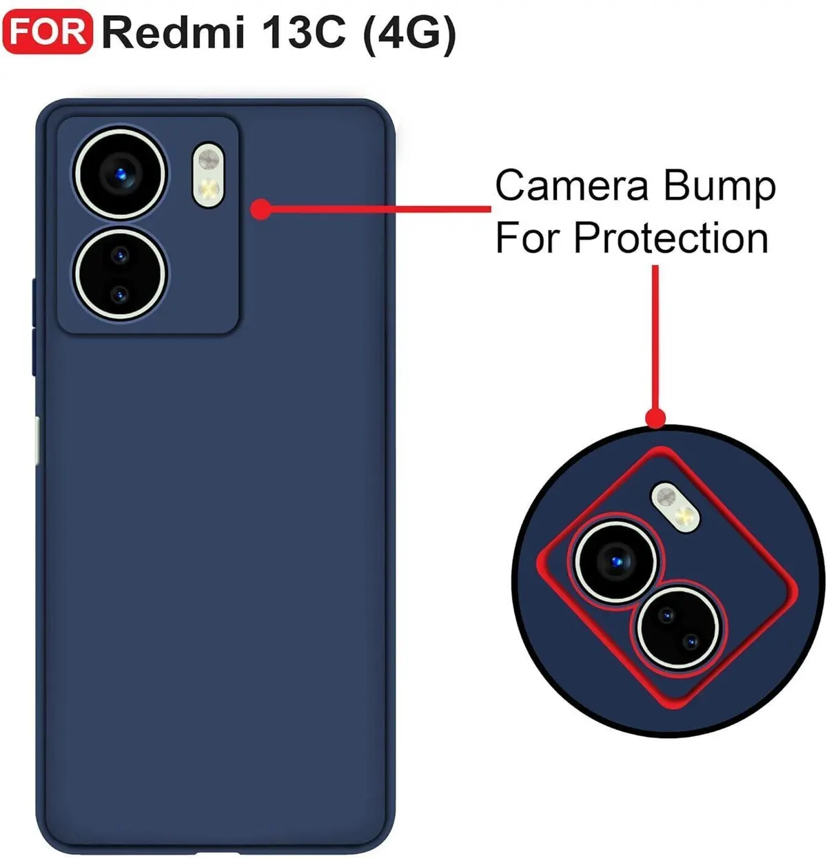 Micvir Back Cover for Redmi 13C 4G (Blue, Dual Protection, Silicon, Pack of: 1) — image 2 of 5