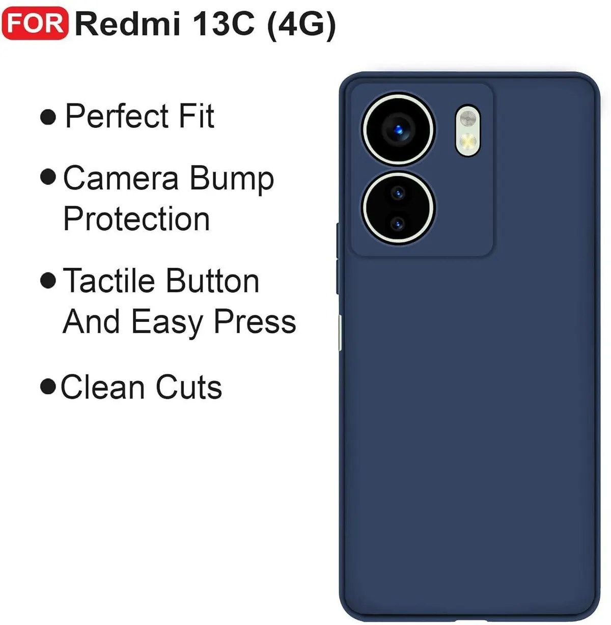 Micvir Back Cover for Redmi 13C 4G (Blue, Dual Protection, Silicon, Pack of: 1) — image 4 of 5