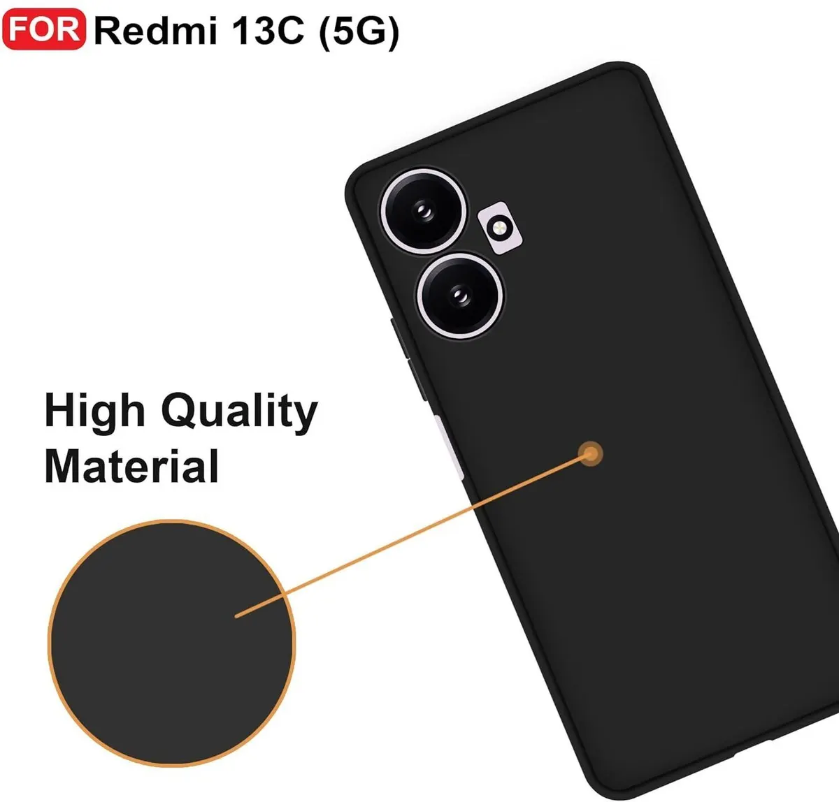Micvir Back Cover for Redmi 13C 5G (Black, Silicon, Pack of: 1) — image 3 of 5