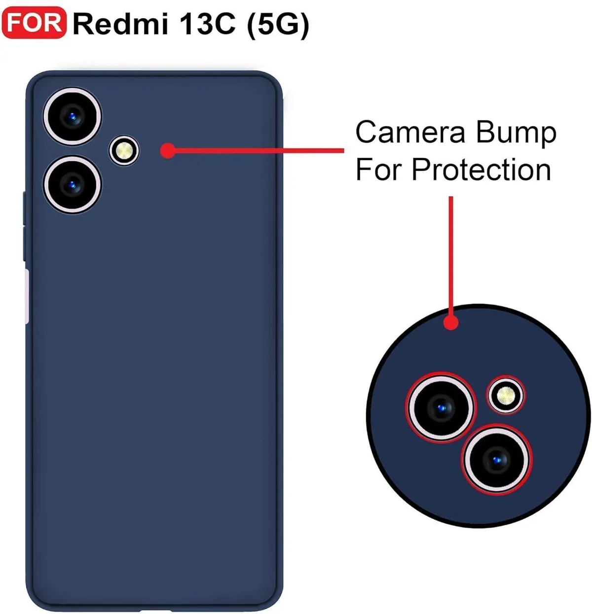 Micvir Back Cover for Redmi 13C 5G (Blue, Dual Protection, Silicon, Pack of: 1) — image 2 of 5