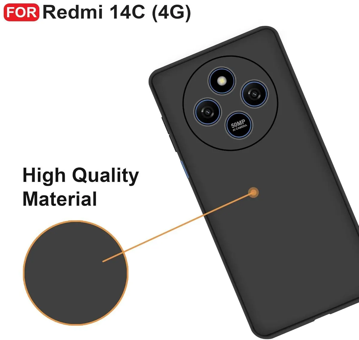 Micvir Back Cover for Redmi 14C 5G (Black, Dual Protection, Silicon, Pack of: 1) — image 3 of 5