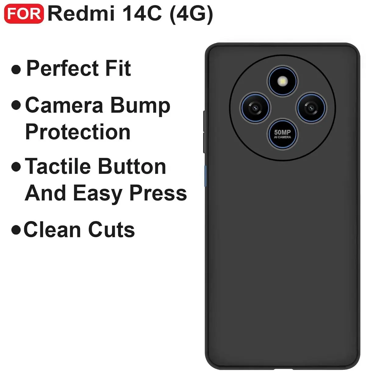 Micvir Back Cover for Redmi 14C 5G (Black, Dual Protection, Silicon, Pack of: 1) — image 4 of 5