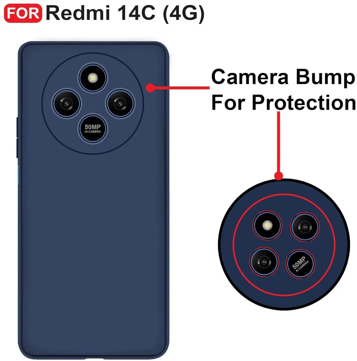 Micvir Back Cover for Redmi 14C 5G (Blue, Dual Protection, Silicon, Pack of: 1) — image 2 of 5