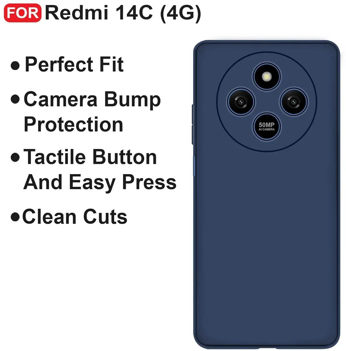 Micvir Back Cover for Redmi 14C 5G (Blue, Dual Protection, Silicon, Pack of: 1) — image 4 of 5