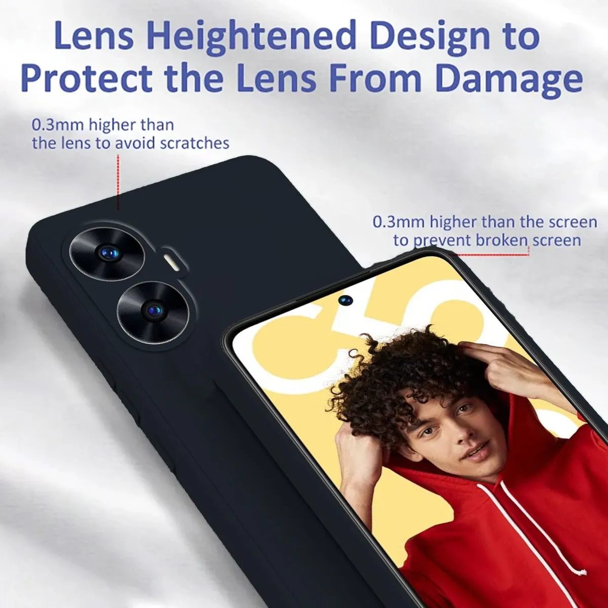 Micvir Back Cover for Realme Narzo N55 (Black, Dual Protection, Silicon, Pack of: 1) — image 2 of 4
