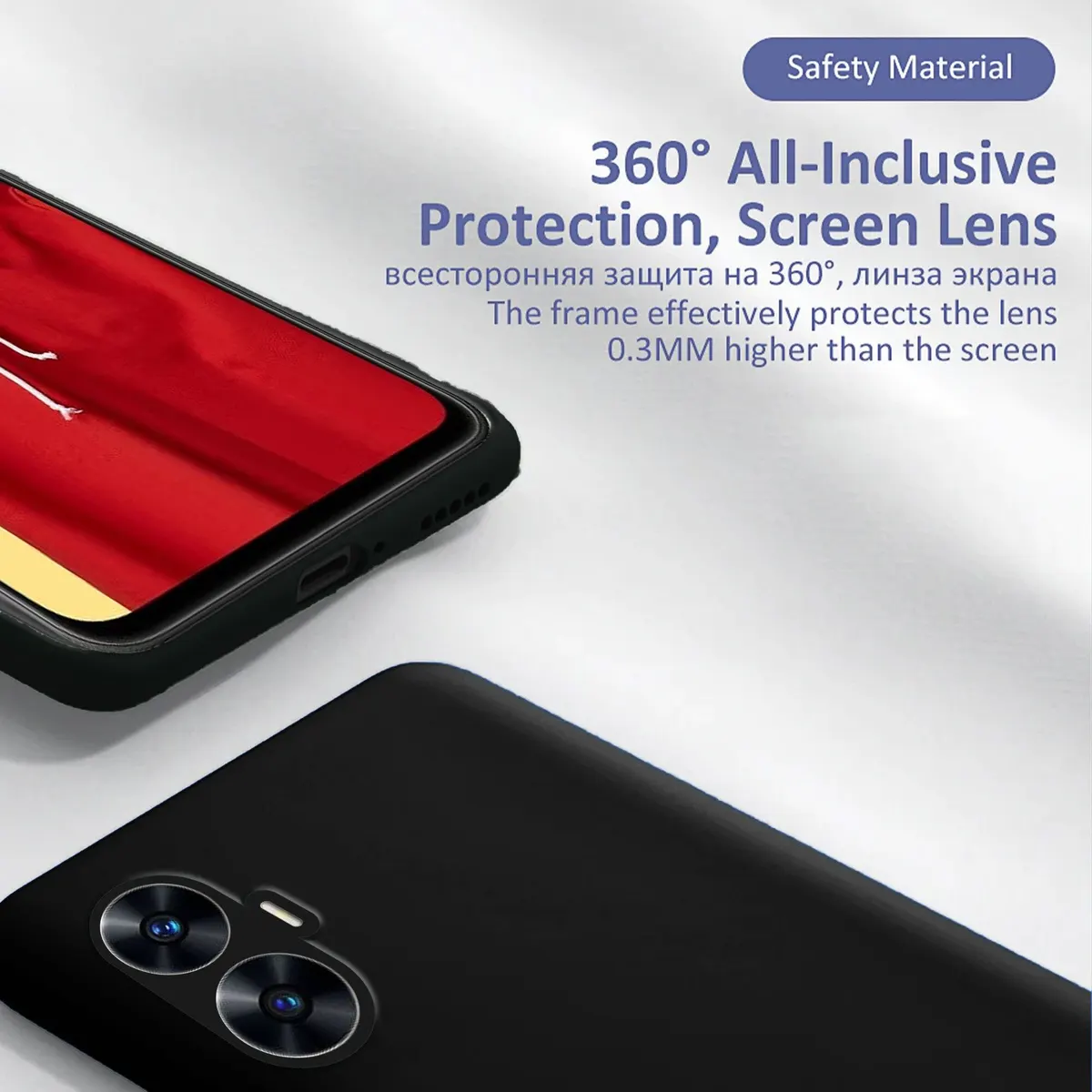 Micvir Back Cover for Realme Narzo N55 (Black, Dual Protection, Silicon, Pack of: 1) — image 3 of 4