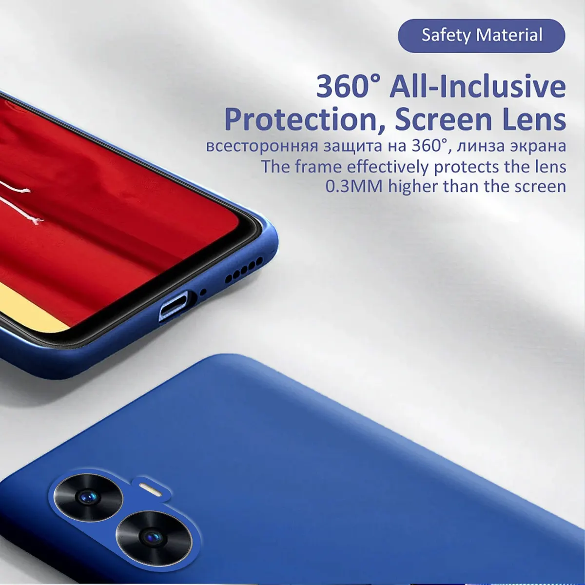 Micvir Back Cover for Realme Narzo N55 (Blue, Dual Protection, Silicon, Pack of: 1) — image 2 of 5