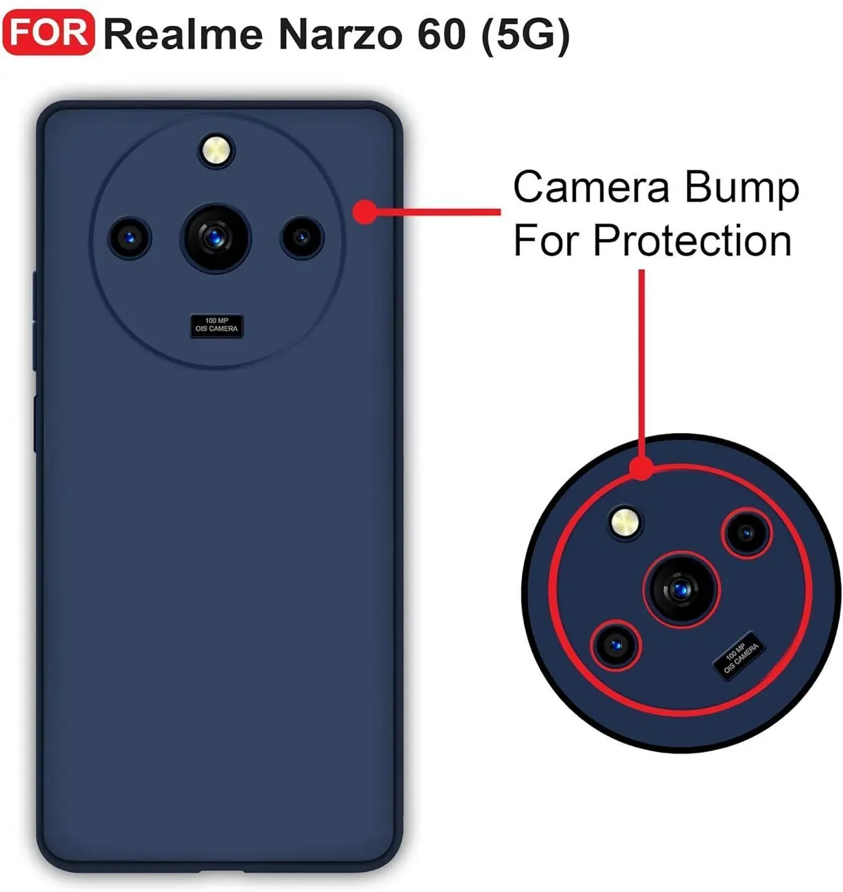Micvir Back Cover for Realme Narzo 60 5G (Blue, Dual Protection, Silicon, Pack of: 1) — image 2 of 5