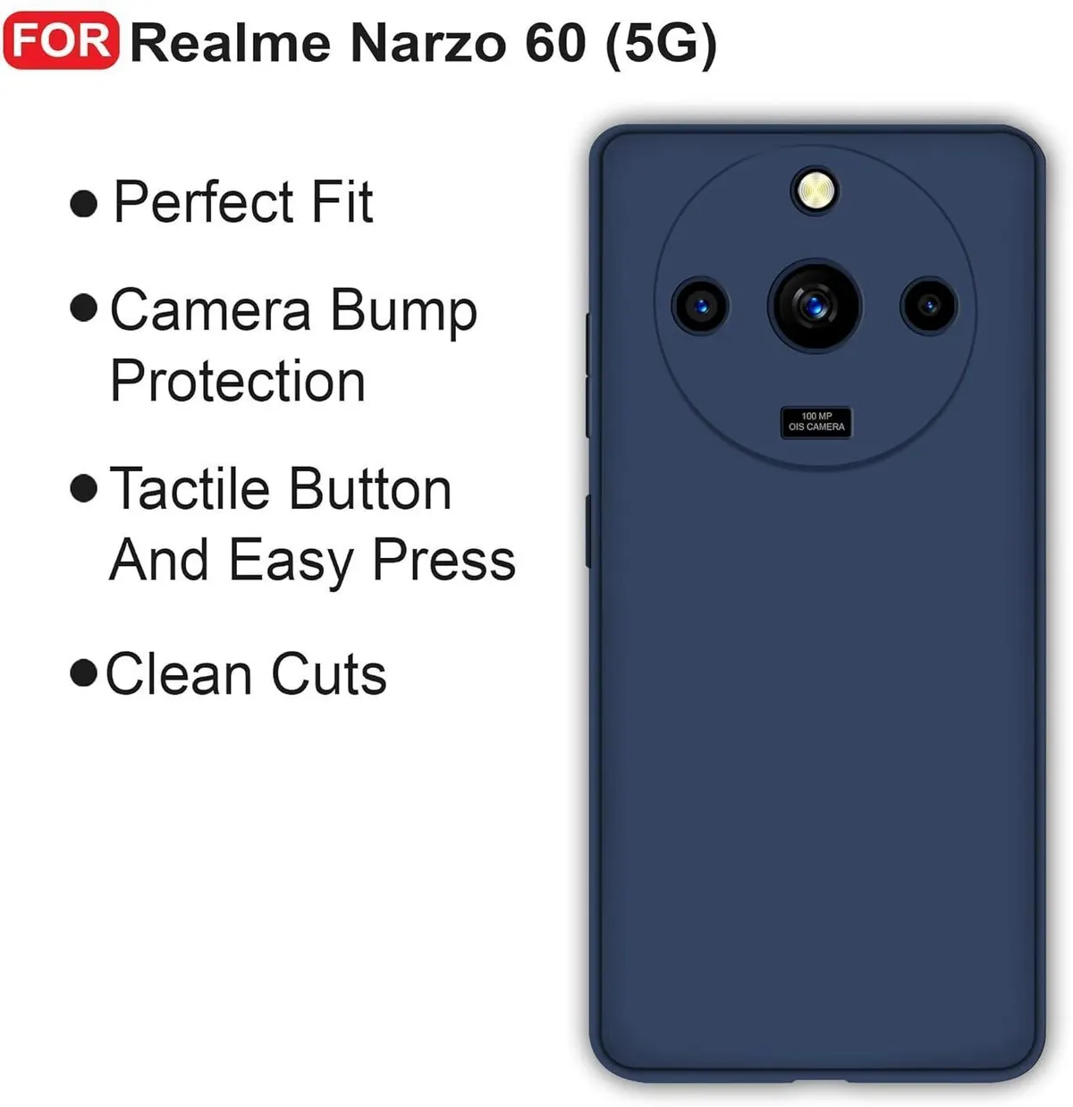 Micvir Back Cover for Realme Narzo 60 5G (Blue, Dual Protection, Silicon, Pack of: 1) — image 4 of 5