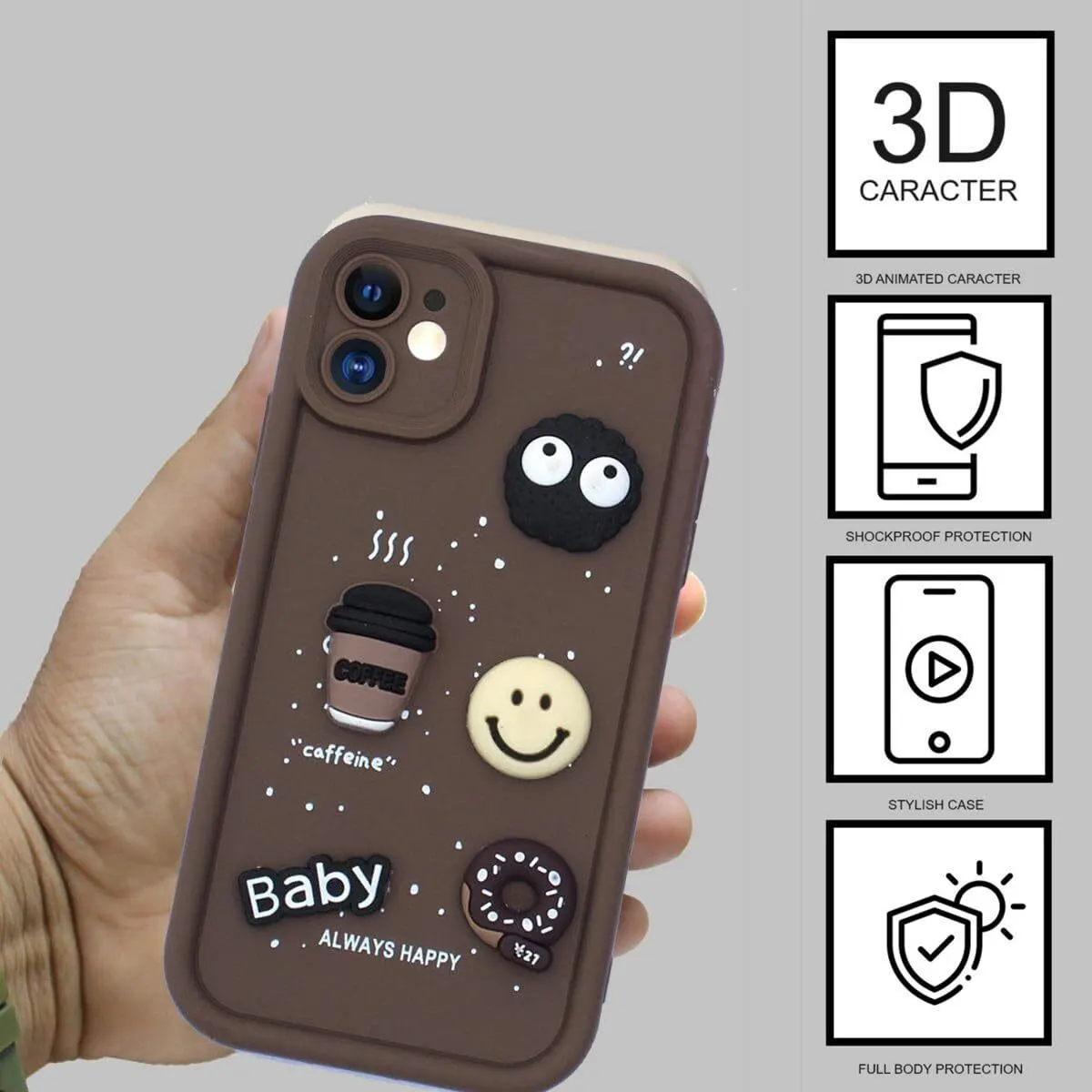 Micvir Back Cover for Apple iPhone 11 (Brown, Silicon, Pack of: 1) — image 2 of 4