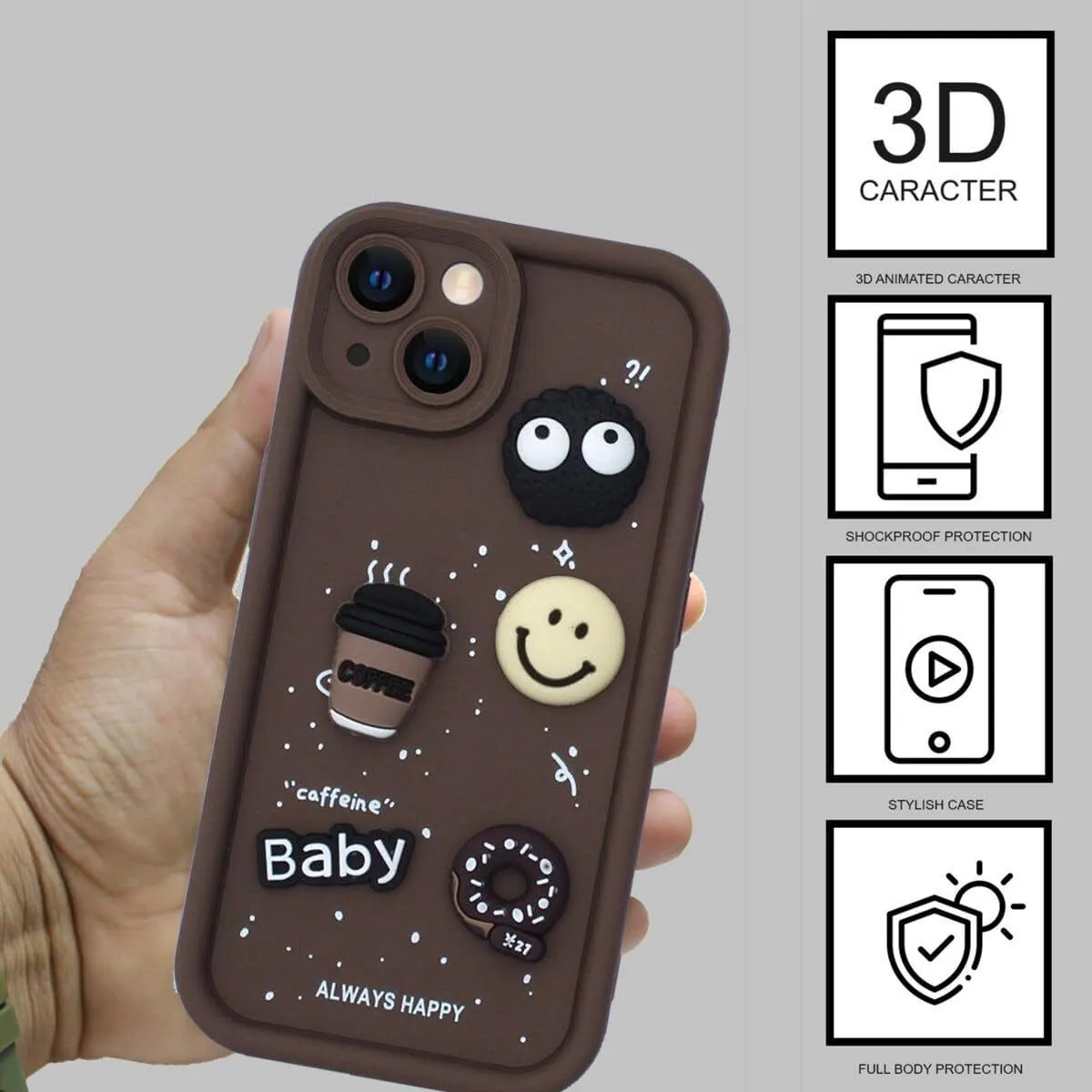 Micvir Back Cover for Apple iPhone 15 (Brown, Silicon, Pack of: 1) — image 2 of 4