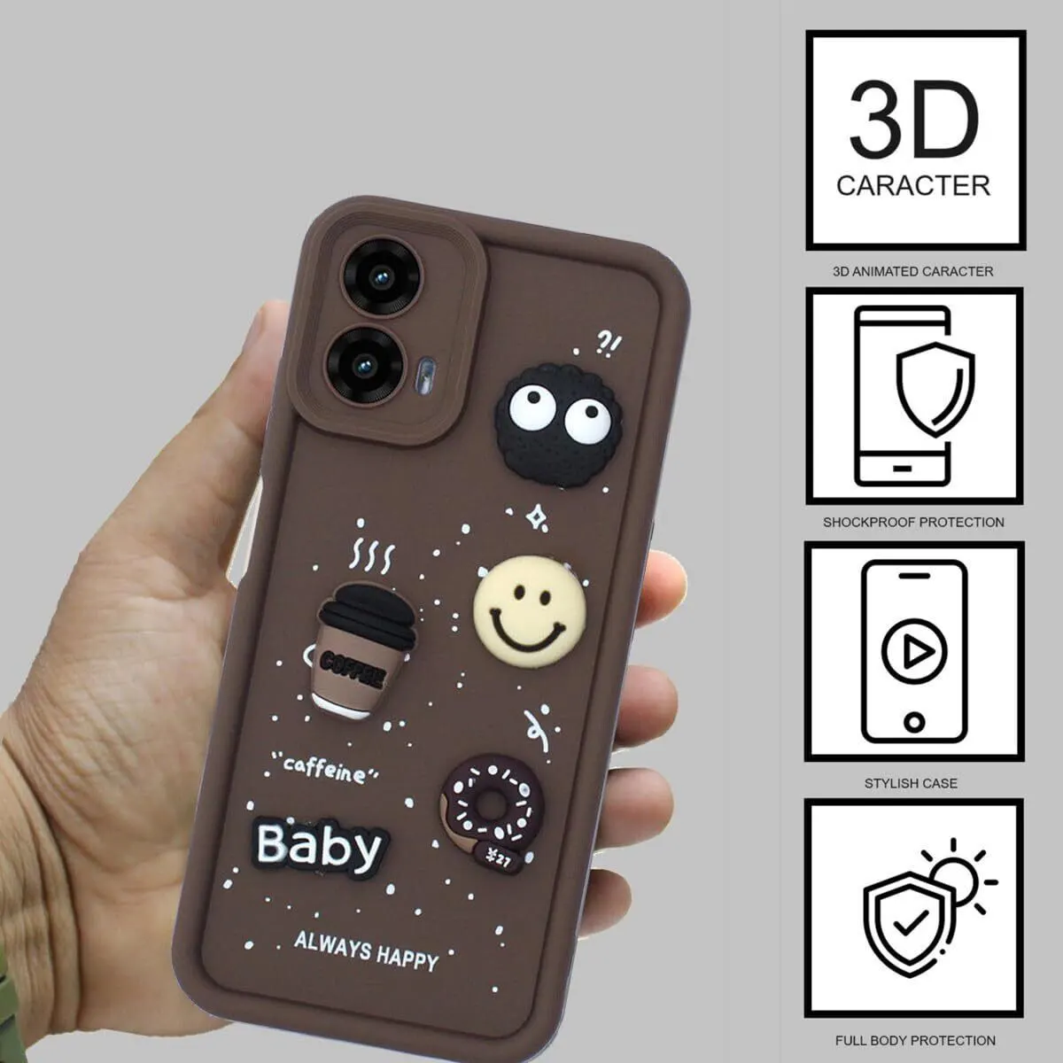 Micvir Back Cover for MOTOROLA Edge 50 Fusion (Brown, Silicon, Pack of: 1) — image 2 of 4