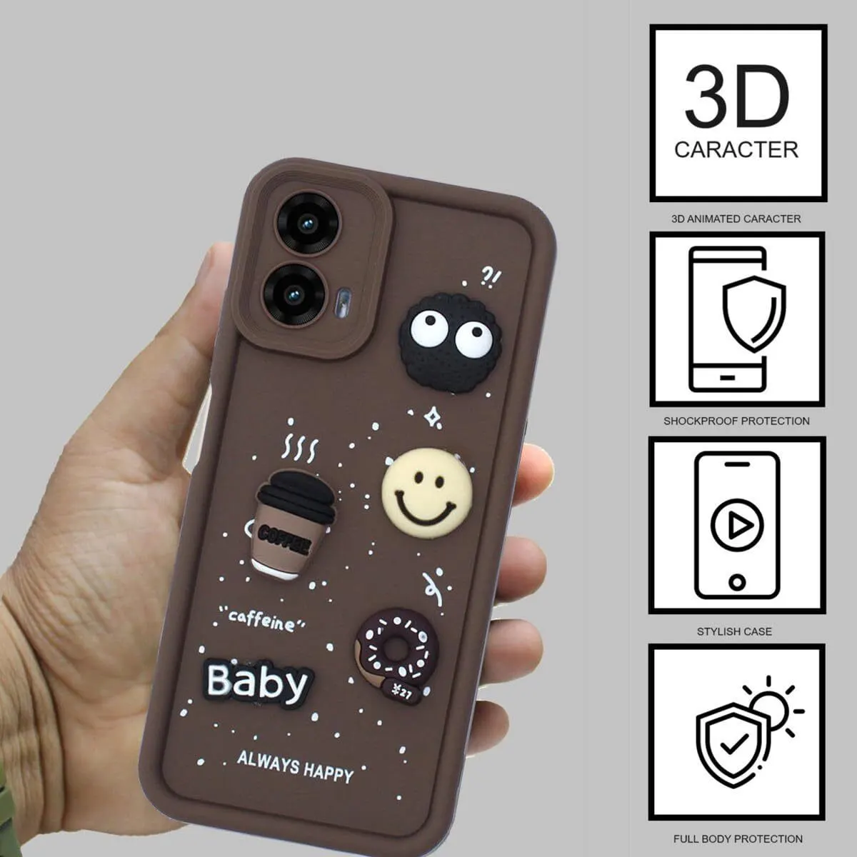 Micvir Back Cover for Motorola Moto G34 5G (Brown, Silicon, Pack of: 1) — image 2 of 4