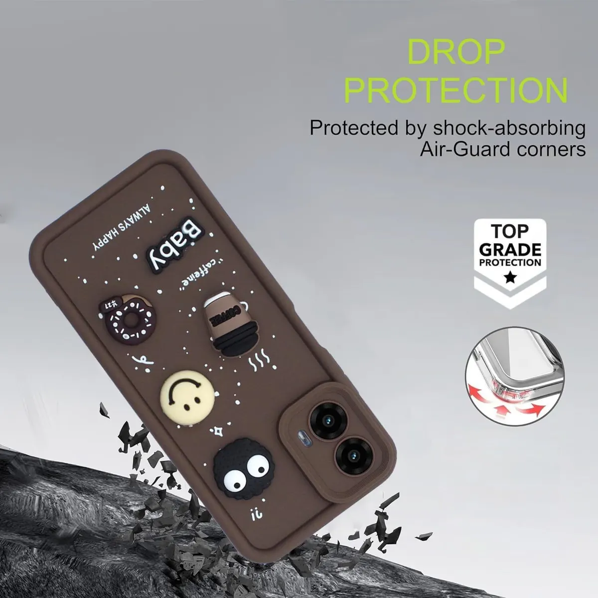 Micvir Back Cover for Motorola Moto G34 5G (Brown, Silicon, Pack of: 1) — image 3 of 4
