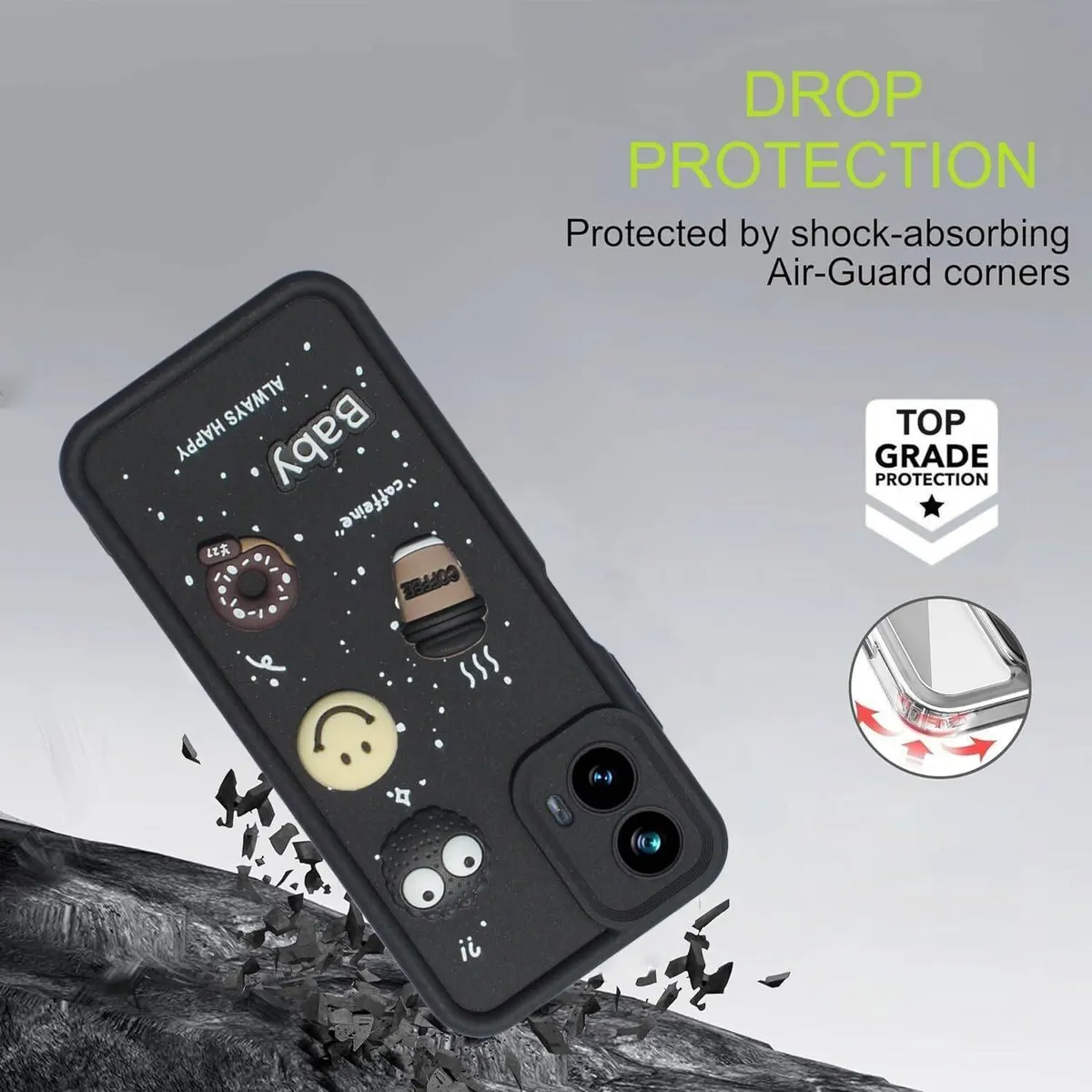 Micvir Back Cover for Motorola Moto G96 5G (Black, Silicon, Pack of: 1) — image 3 of 4