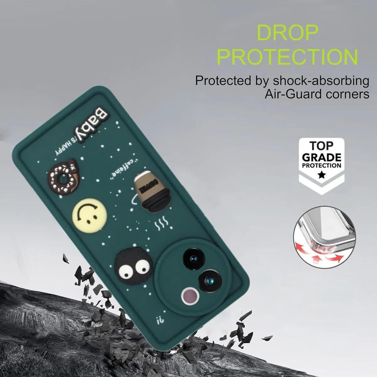 Micvir Back Cover for Motorola Moto G96 5G (Green, Silicon, Pack of: 1) — image 3 of 4