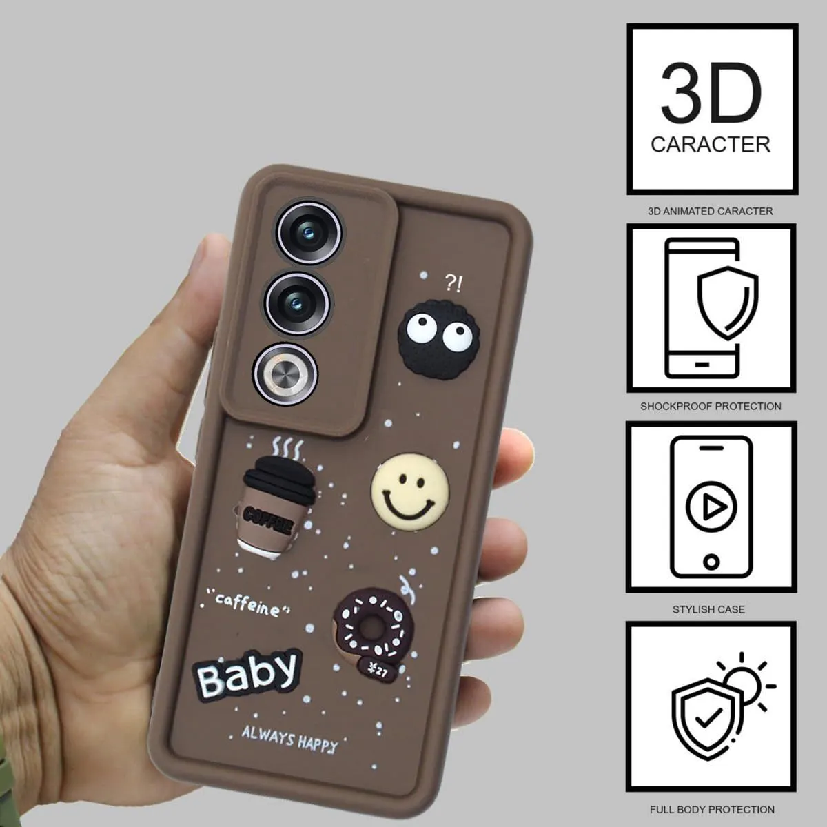 Micvir Back Cover for Oppo A3 Pro 5G (Brown, Silicon, Pack of: 1) — image 2 of 4