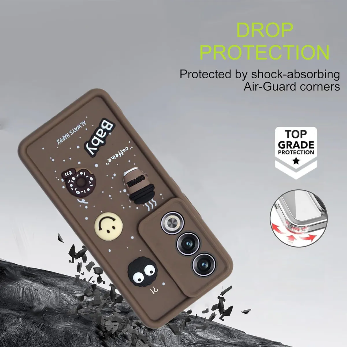 Micvir Back Cover for Oppo A3 Pro 5G (Brown, Silicon, Pack of: 1) — image 3 of 4