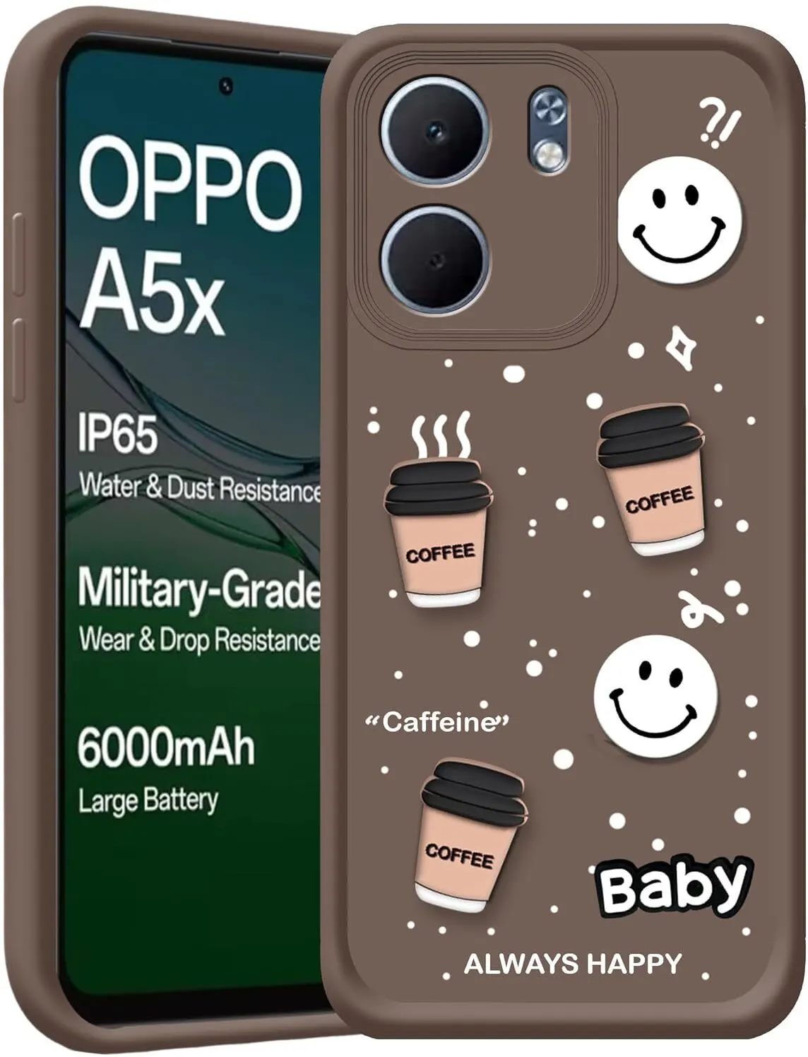 Micvir Back Cover for Oppo A5x 5G (Brown, Silicon, Pack of: 1)