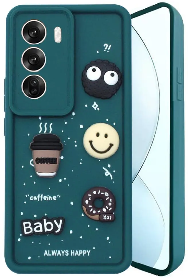 Micvir Back Cover for Oppo Reno 12 Pro 5G (Green, Silicon, Pack of: 1)