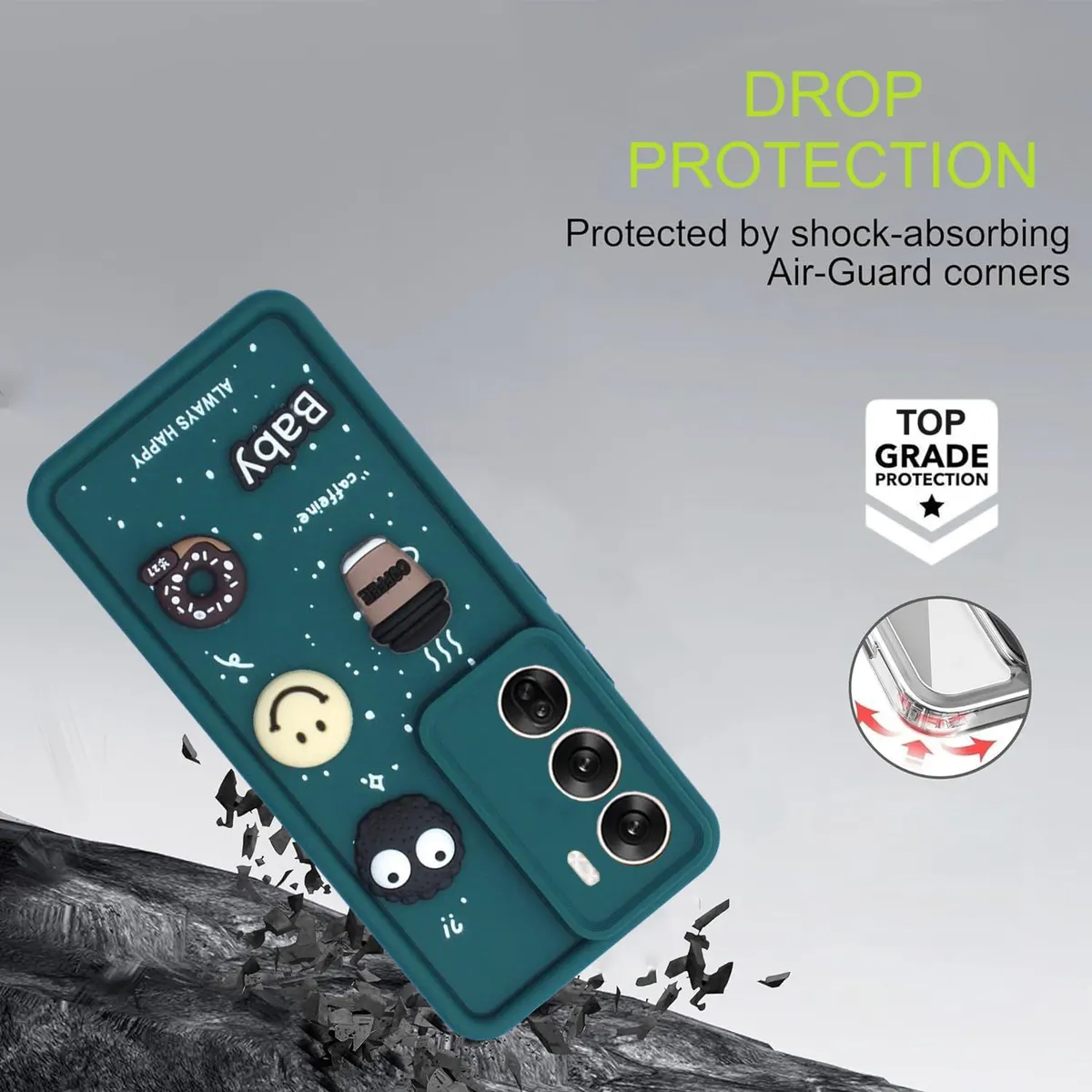 Micvir Back Cover for Oppo Reno 12 Pro 5G (Green, Silicon, Pack of: 1) — image 3 of 4
